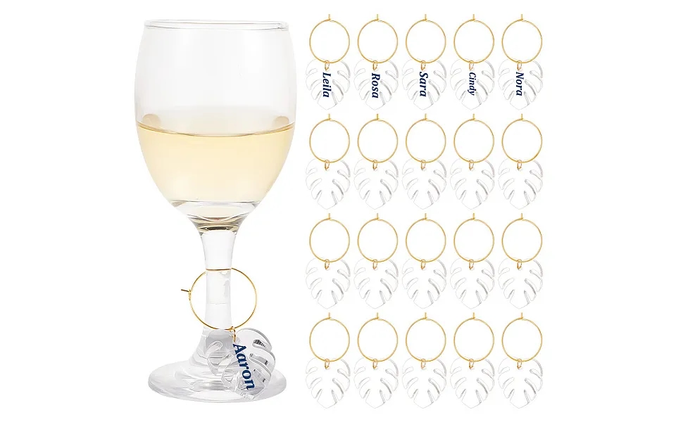 Transparent Acrylic Leaf Wine Glass Charms
