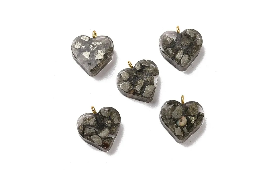 Transparent Resin Natural Chalcopyrite Jasper Dyed Chips Pendants