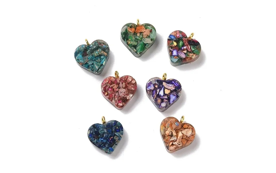 Transparent Resin Natural Imperial Jasper Dyed Chips Pendants