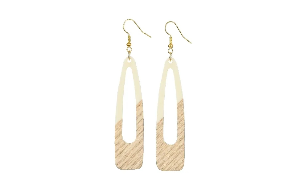 Two Tone Resin & Wood Dangle Earrings