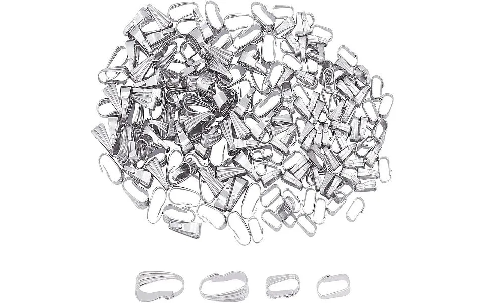 Unicraftale About 200pcs 2 Sizes Snap On Bails 304 Stainless Steel Pendant Bails Ice Pick Pinch Bails Clasp For Pendant