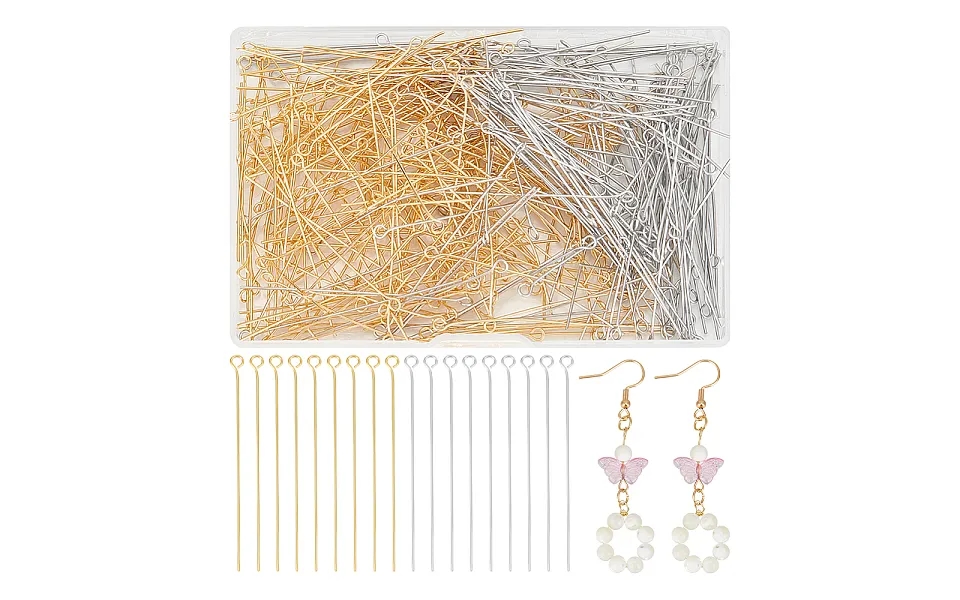 Unicraftale About 400pcs Stainless Steel Head Straight Head Pin With 2mm Hole Metal Eye Pins Head Pins Findings For Earr