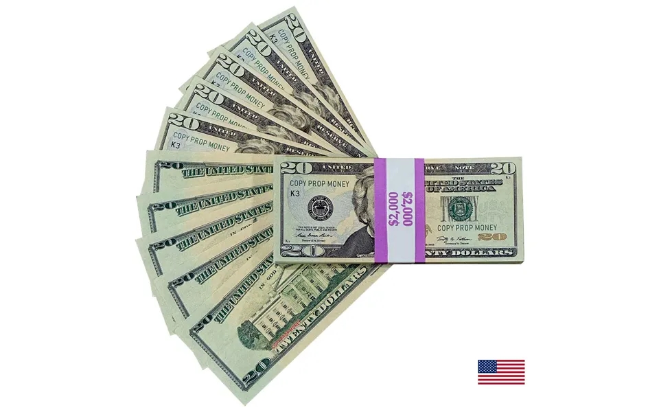 20 United States New Series Full Print Premier Prop Money Stack