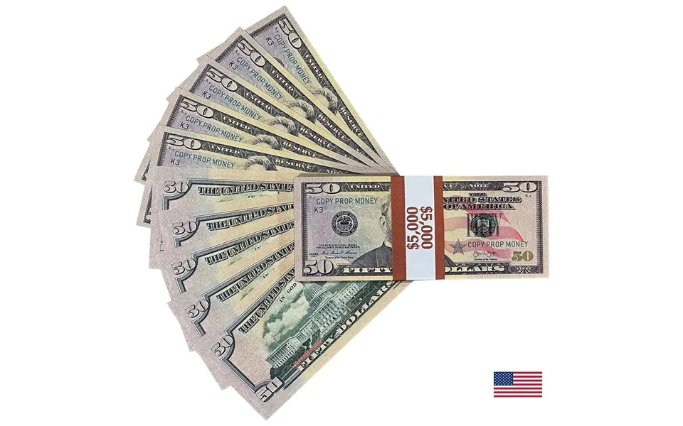 50 United States New Series Full Print Premier Prop Money Stack