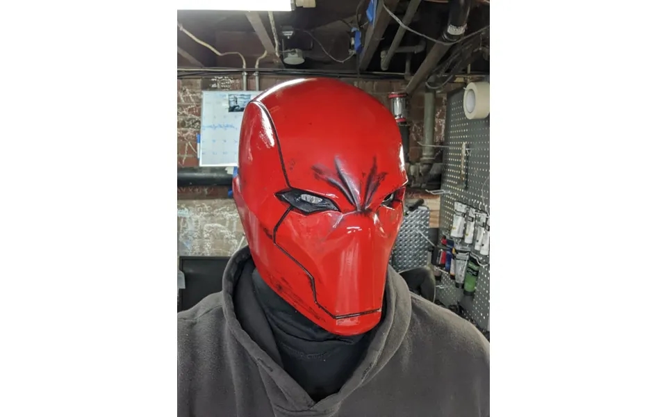 Red Vigilante Helmet - Wearable Costume Cowl Mask Helm