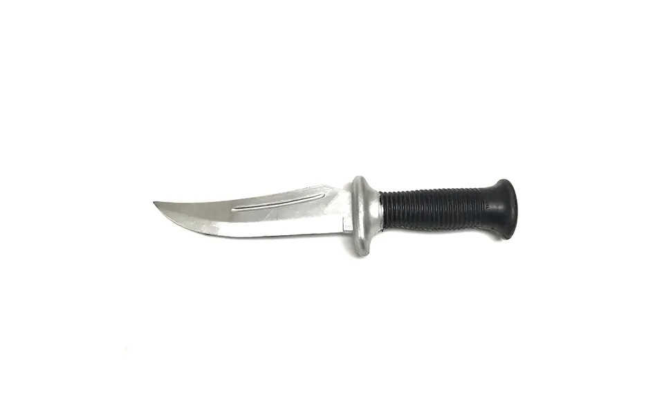 Silver And Black 11 Inch Survival Style Training Knife - Solid Rubber Contact Prop With Safe Blade