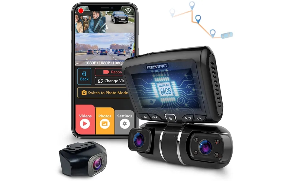 Rexing S1 Pro Enhanced Dash Cam 3-channel Front - Rear