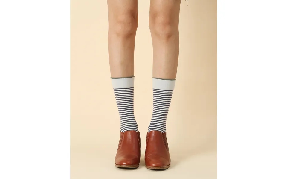 Women's Striped Navy Cotton Socks