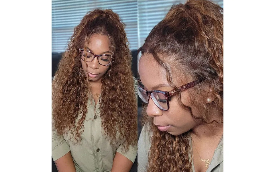 Sunber Hair Lace Frontal Wigs Water Wave Human Hair Piano Brown Highlight Wig Flash Deal