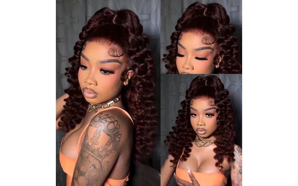 Sunber Hair Reddish Brown Jerry Curly 7×5 Bye Bye Knots Wig Glueless 13×4 Pre-everything Frontal Human Hair