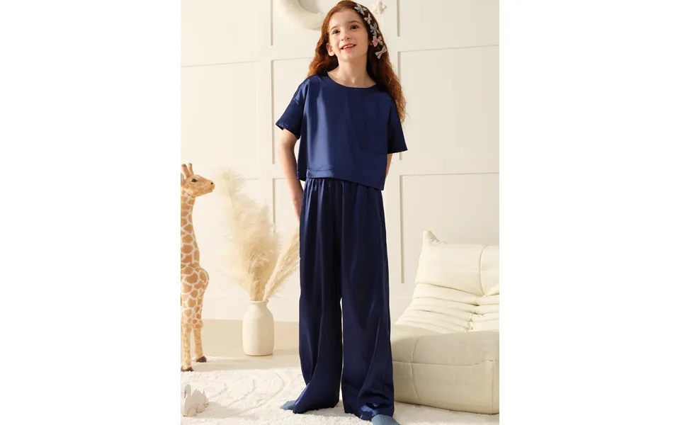 Girls Pajama Sets Long Pants - Navy Blue