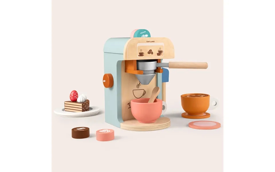 Tiny Land Play Kitchen Accessories Children’s Coffee Maker Wooden Kids Play Coffee Maker Set