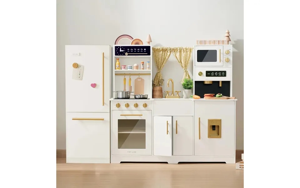 Tiny Land Play Kitchen Accessories Play Kitchen Fridge Premium Kitchen & Fridge Set In Cream