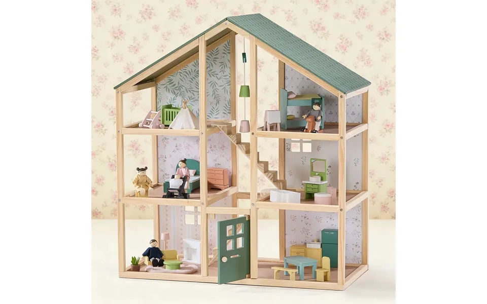 Tiny Land Sweetwood Evergreen Dollhouse & Wooden Dollhouse Dolls