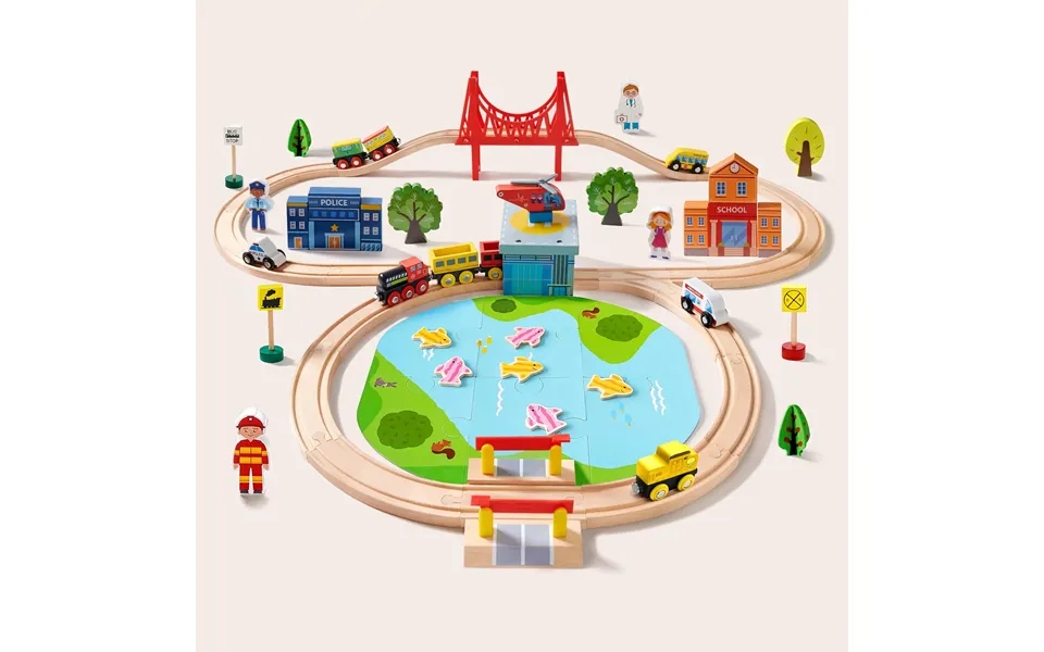 Tiny Land Wooden Train Set 110 Pcs