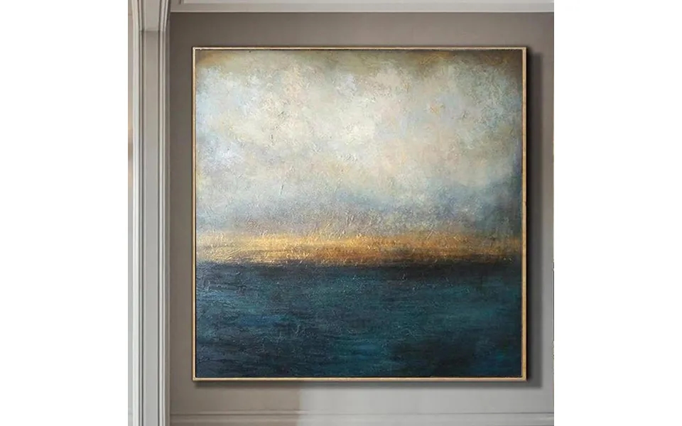 Abstract Art In Gold - White And Navy Waterscape