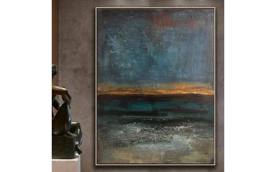 Abstract Art Original Painting Sunset Horizon Stormy Ocean