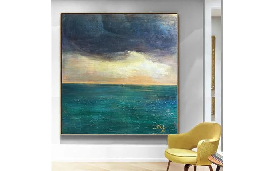 Abstract Marine Art In Teal - Dark Blue And Gold Boundless Ocean