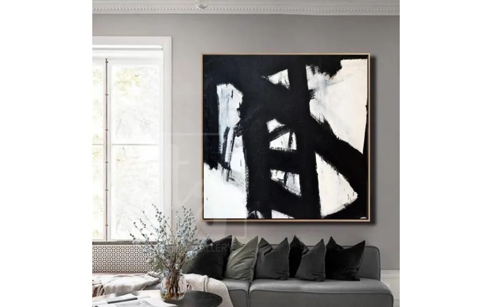 Abstract Painting In Black And White Franz Kline Style Brooklyn Bridge