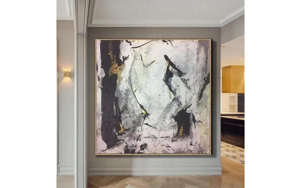Black And White Wall Artwork Gold Leaf Painting Original Art Abstract Paintings On Canvas Potential Energy