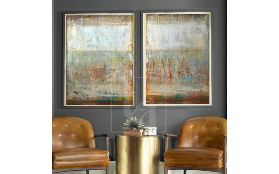 Bronze Painting Beige Painting Canvas Wall Art Set Abstract Painting 2 Piece Urban Jungles