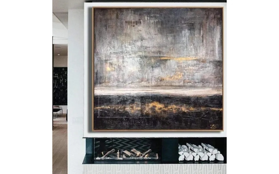 Gray And Brown Painting White Abstract Acrylic Art On Canvas Silver Sky