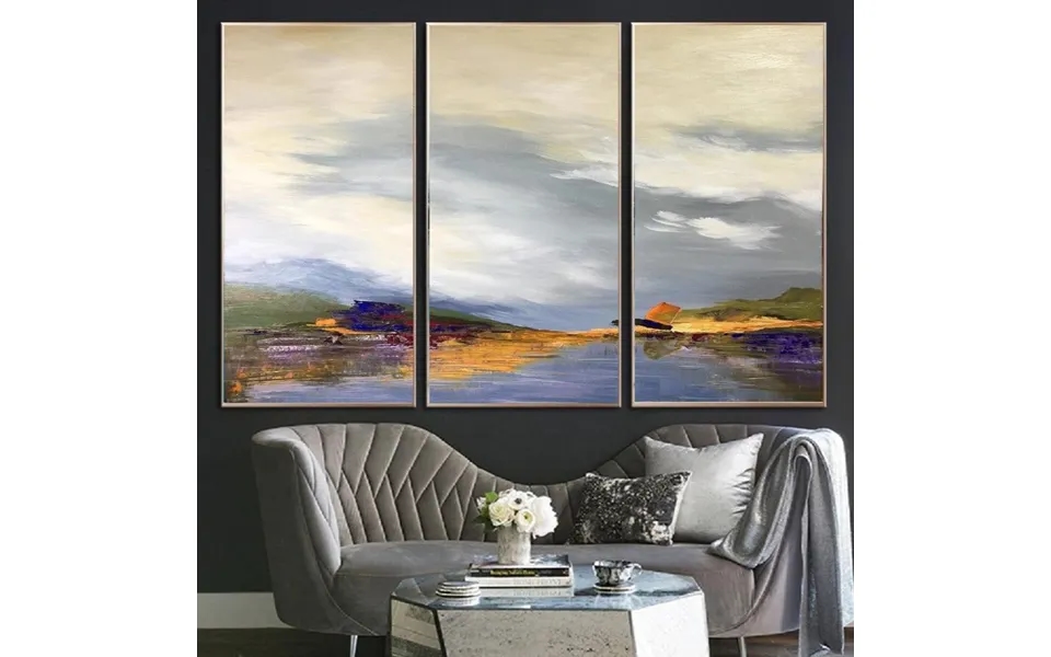 Large Abstract Painting On Canvas Landscape Painting Gray Painting Light Blue Painting Other Shore