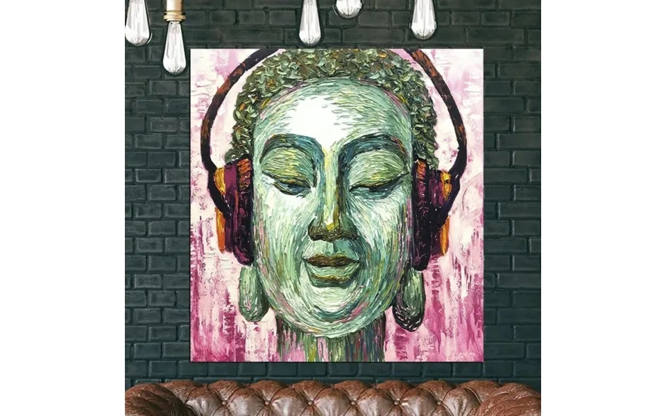 Large Face Painting Portrait Painting Headphones Oil Painting Inspirational Vibe