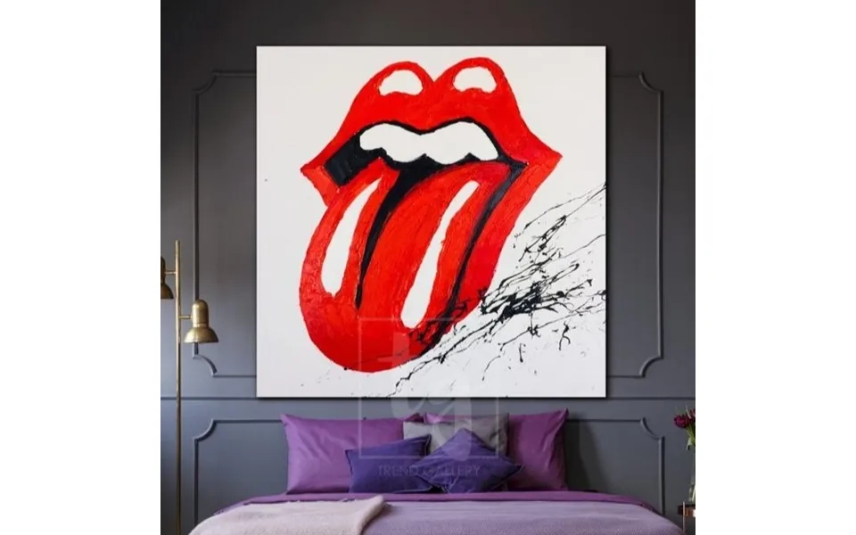 Large Lips Painting Abstract Modern Art Original Lips Abstract Artwork Rock