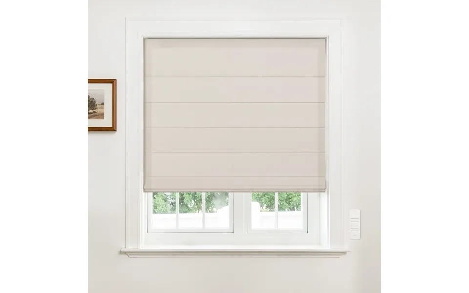 Alvin Motorized Sheer Light Filtering Roman Shade - Weave Beige M115-2