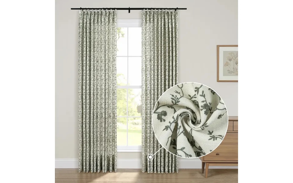 Britt Bengoechea Floral Print Linen Cotton Drapery Pleated - Cafe Creme Bb-l1