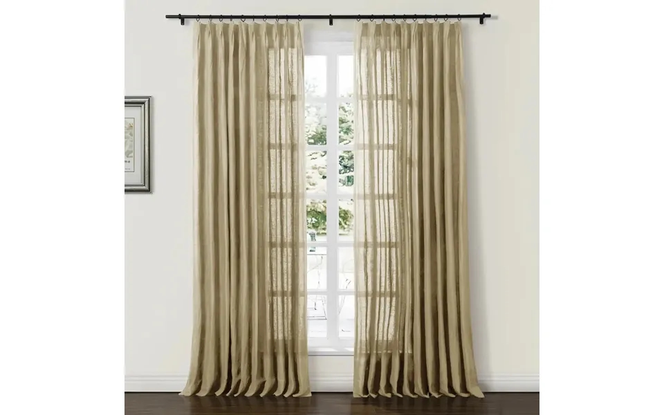 Doris 100% European Flax Linen Curtain Pleated - Khaki Tq22