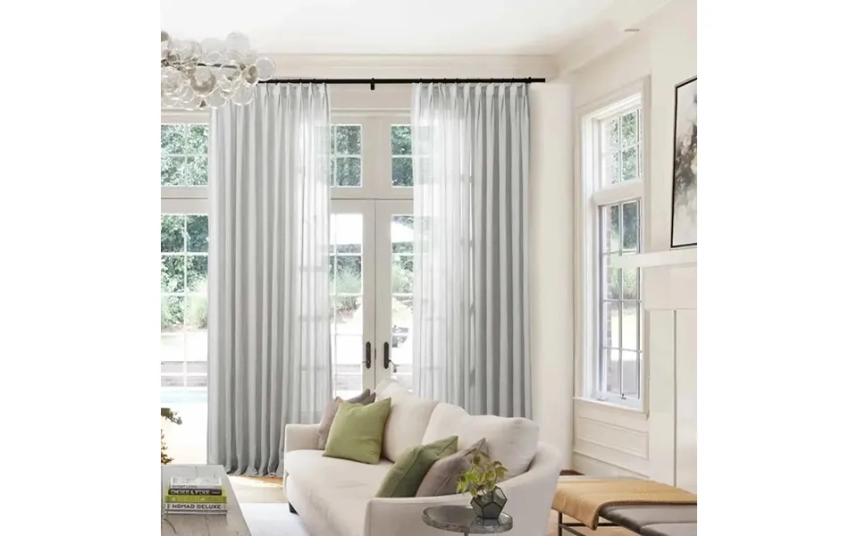Flynn Ready-made Lightweight Sheer Curtain Pinch Pleat Sold As A Pair - Light Grey D87-5 52wx96l