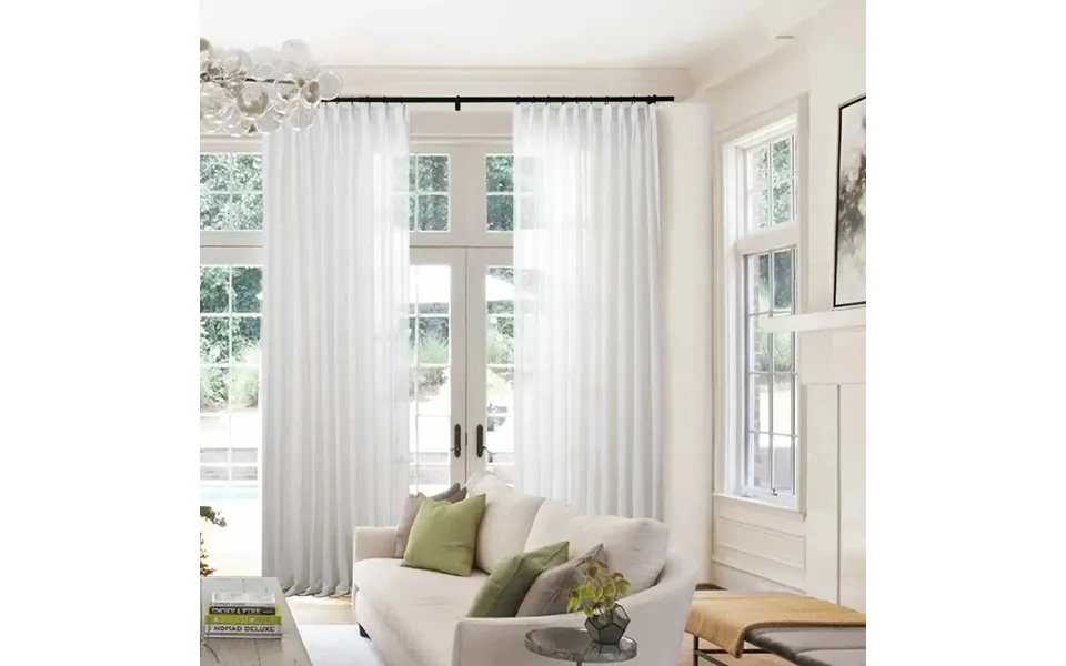 Flynn Ready-made Lightweight Sheer Curtain Pinch Pleat Sold As A Pair - Natural D87-1 52wx84l