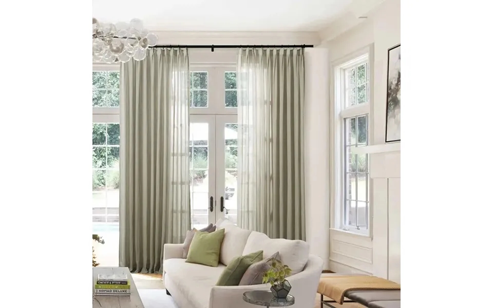 Flynn Ready-made Lightweight Sheer Curtain Pinch Pleat Sold As A Pair - Sandstone D87-6 26wx96l