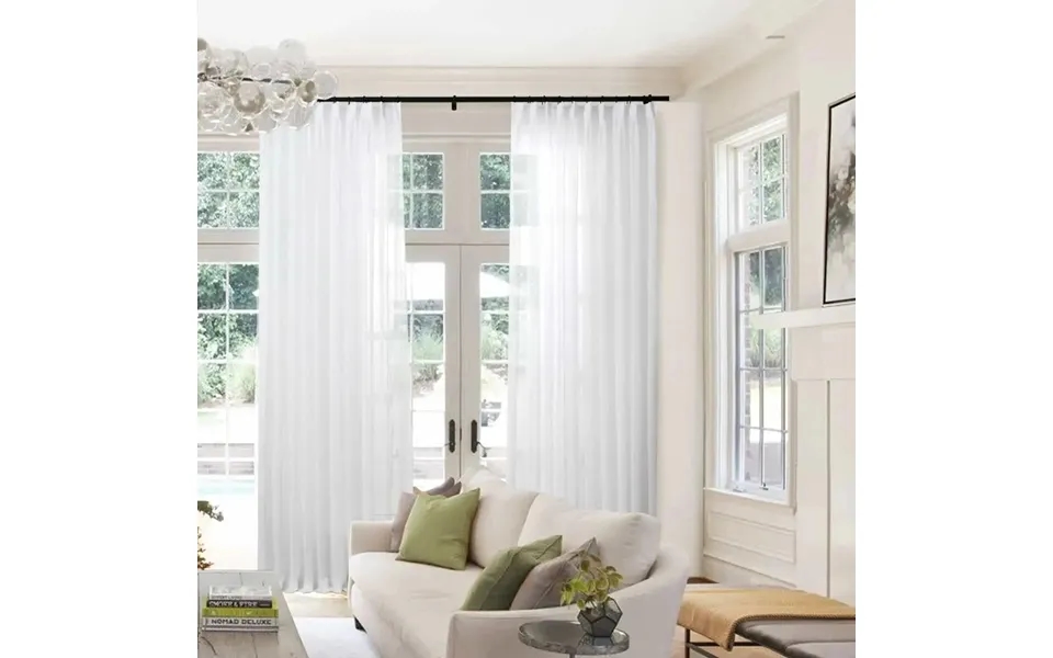 Flynn Ready-made Lightweight Sheer Curtain Pinch Pleat Sold As A Pair - White D87-2 72wx102l
