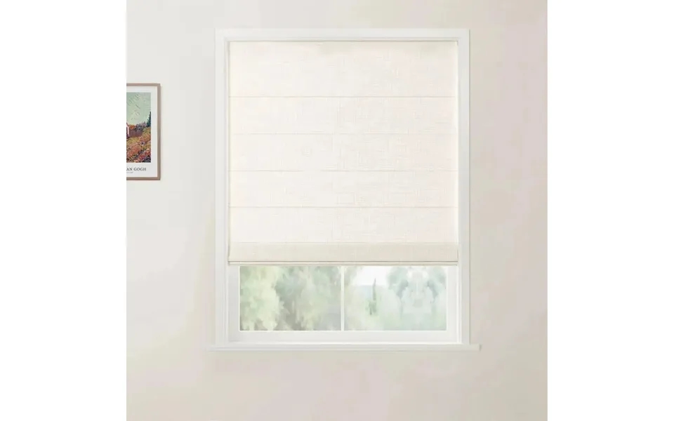 Ian Linen Back Slat Roman Shades Cordless - White 151-1