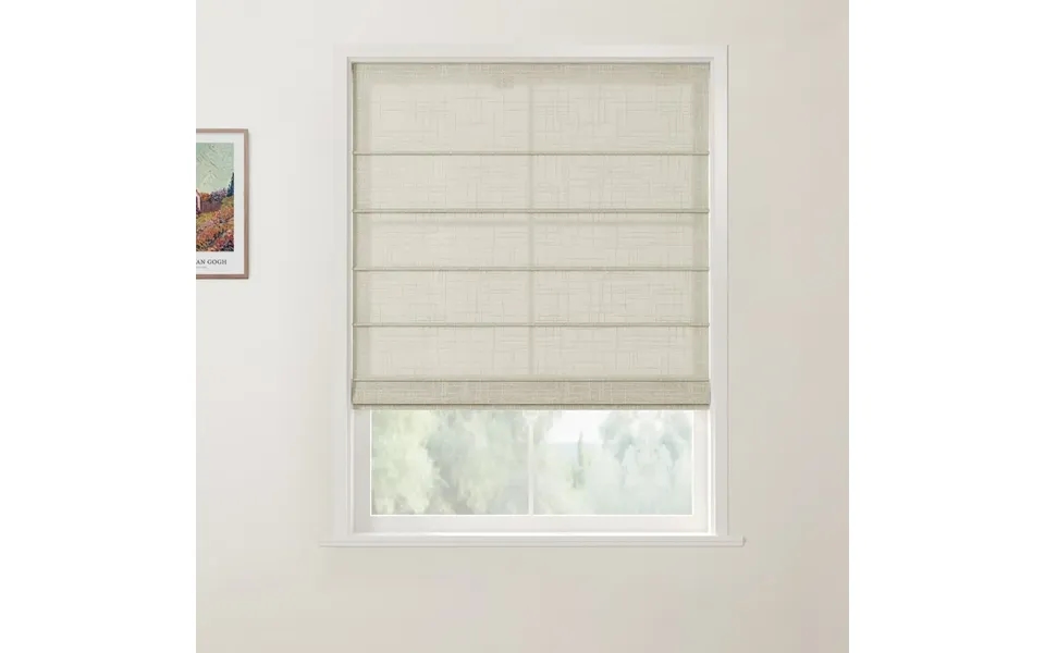 Ian Linen Front Slat Roman Shade Cordless - Natural 151-5