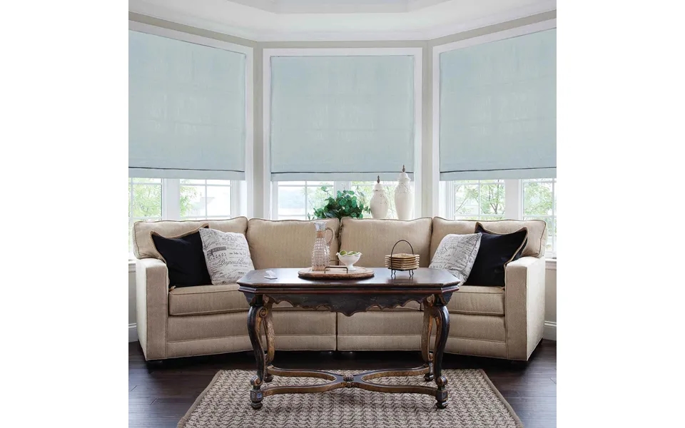 Isabella Cotton Roman Shade Cord Lift - Winter Sky 7084-16