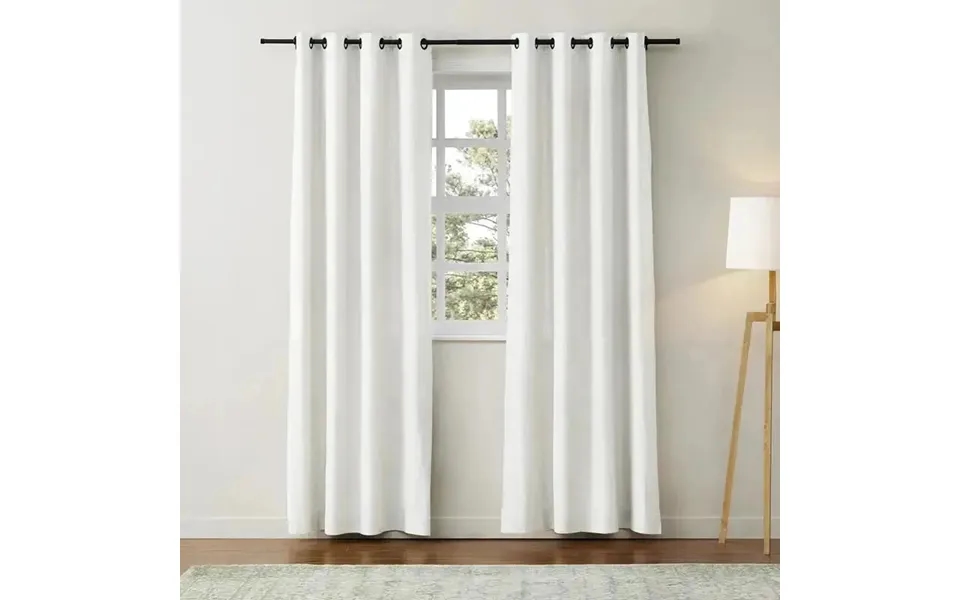 Jawara Linen Cotton Grommet Blackout Curtains - White J401-1 52w*84l