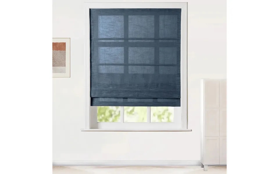 Jawara Linen Cotton Roman Shade Cord Lift - J401-18 Deep Blue