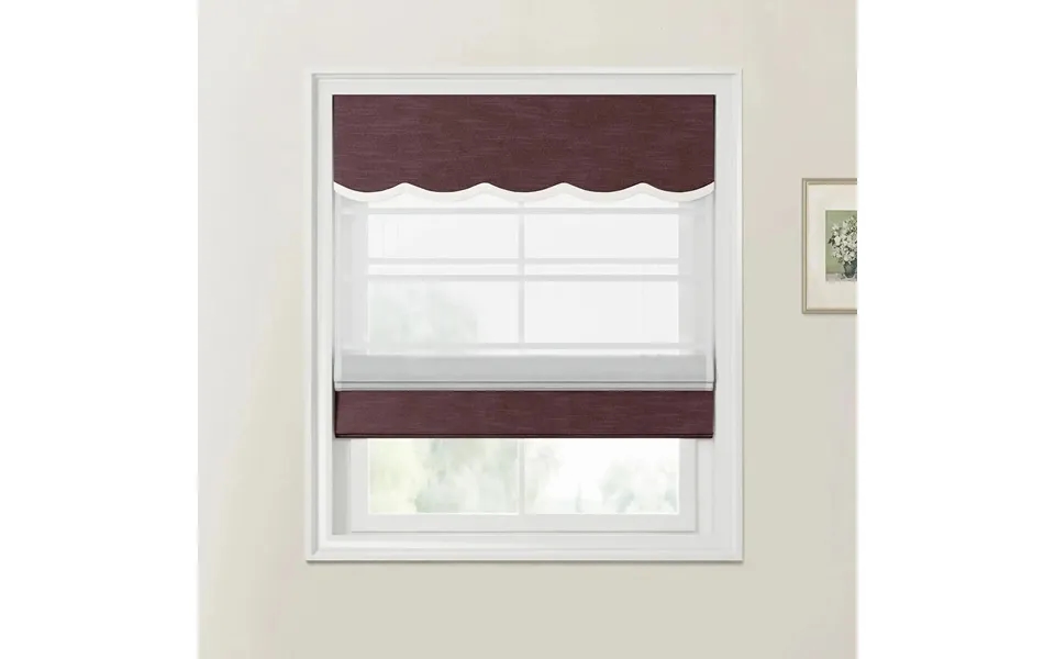 Jawara Linen Cotton Valanced Day Night Roman Shade Cord Lift - Burgundy J401-17