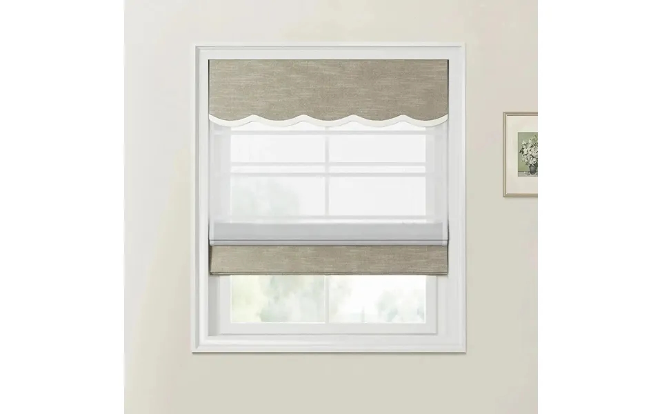 Jawara Linen Cotton Valanced Day Night Roman Shade Cord Lift - Light Gray J401-11