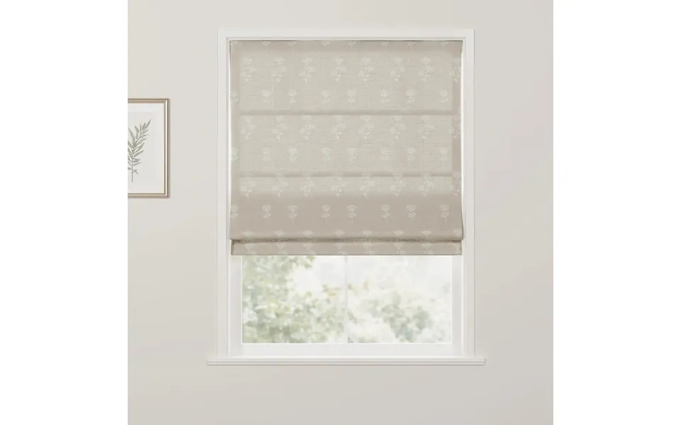 Jyll Mackie Cotton Roman Shade Cordless - Jm-s1 Grey Beige With Cream