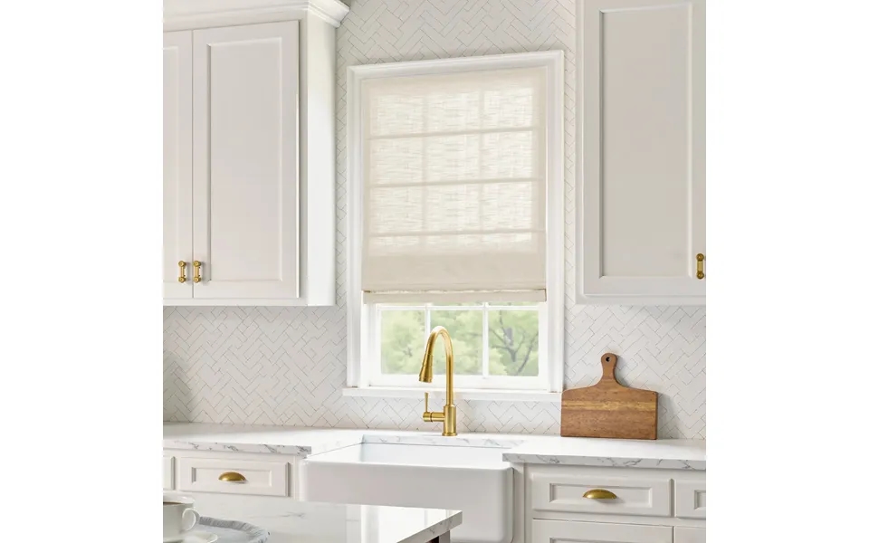 Liz Linen Blend Roman Shade Cordless - Wooden Headrail