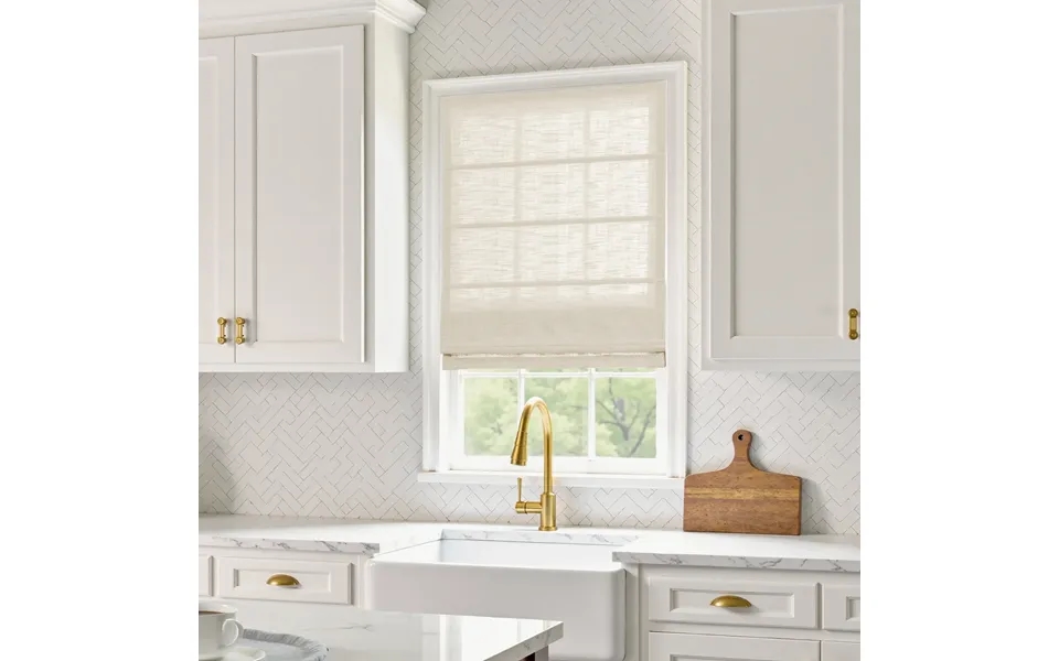 Liz Linen Blend Roman Shade Cordless - Wooden Headrail