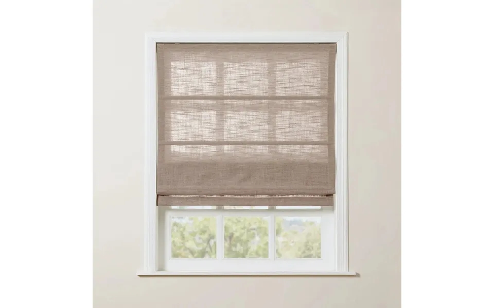 Liz Linen Blend Roman Shade Cordless - Wooden Headrail