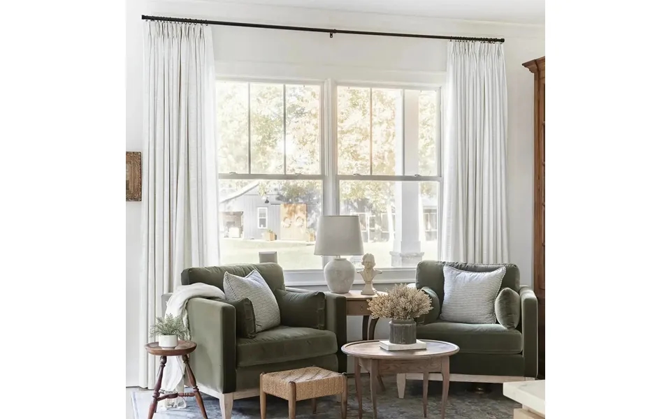 Liz Linen Drapery Pinch Pleat With Unlined - Beige White