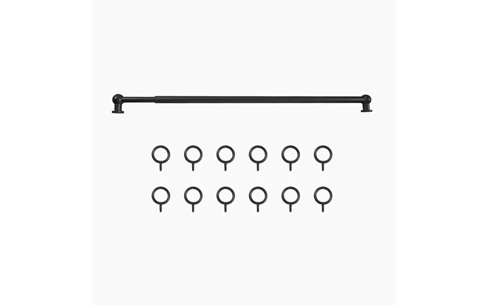 Milo Cafe Curtain Rods With Rings - Black Large 28-48 Inches