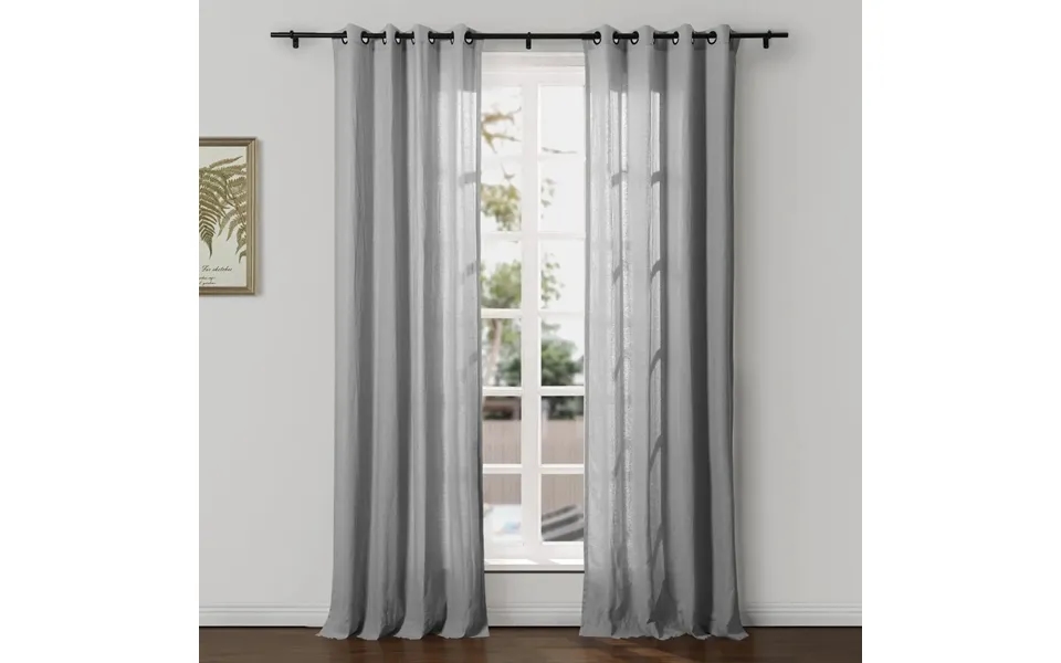 Ron Linen Cotton Herringbone Curtain Grommet - Steel 1016-5